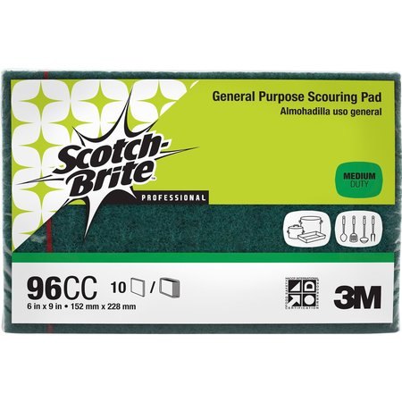 SCOTCH-BRITE Scouring Pads, 6"x9", Green, PK 60 MMM96CCCT